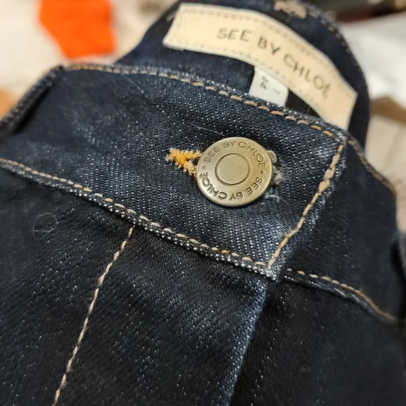 SEE BY CHLOE Dark Blue Denim Skirt US 8 Made In Italy GUC - Picture 9 of 16